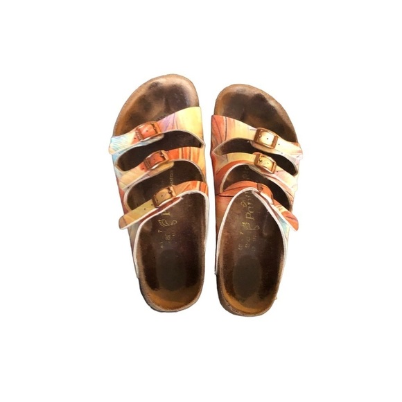 Birkenstock By Papillio Florida Sandals Size 40 EU- 9 US 3 Strap Hawaiian Print - Picture 2 of 6